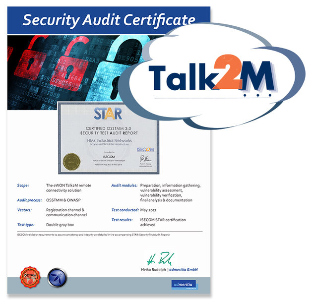 eWON® Talk2M artık ISECOM STAR Güvenlik Sertifikalı
